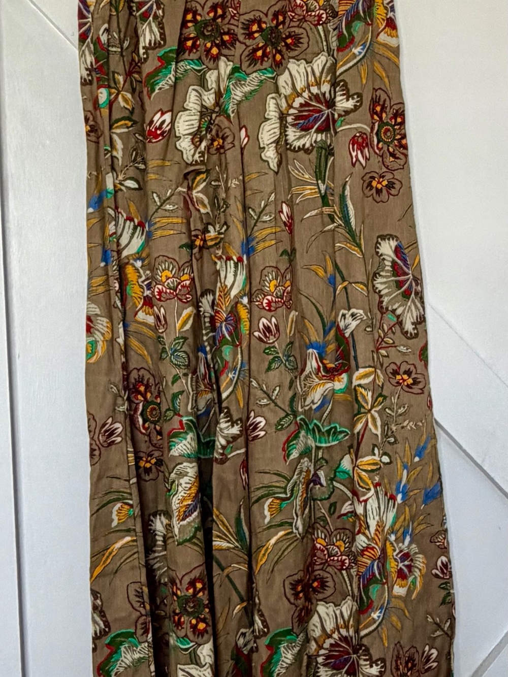 Banana Republic Taupe Wide Leg Pants with Multicolor Floral Print